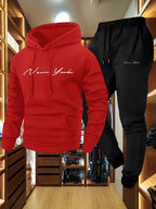 New York Script Hoodie & Jogger Set - Red