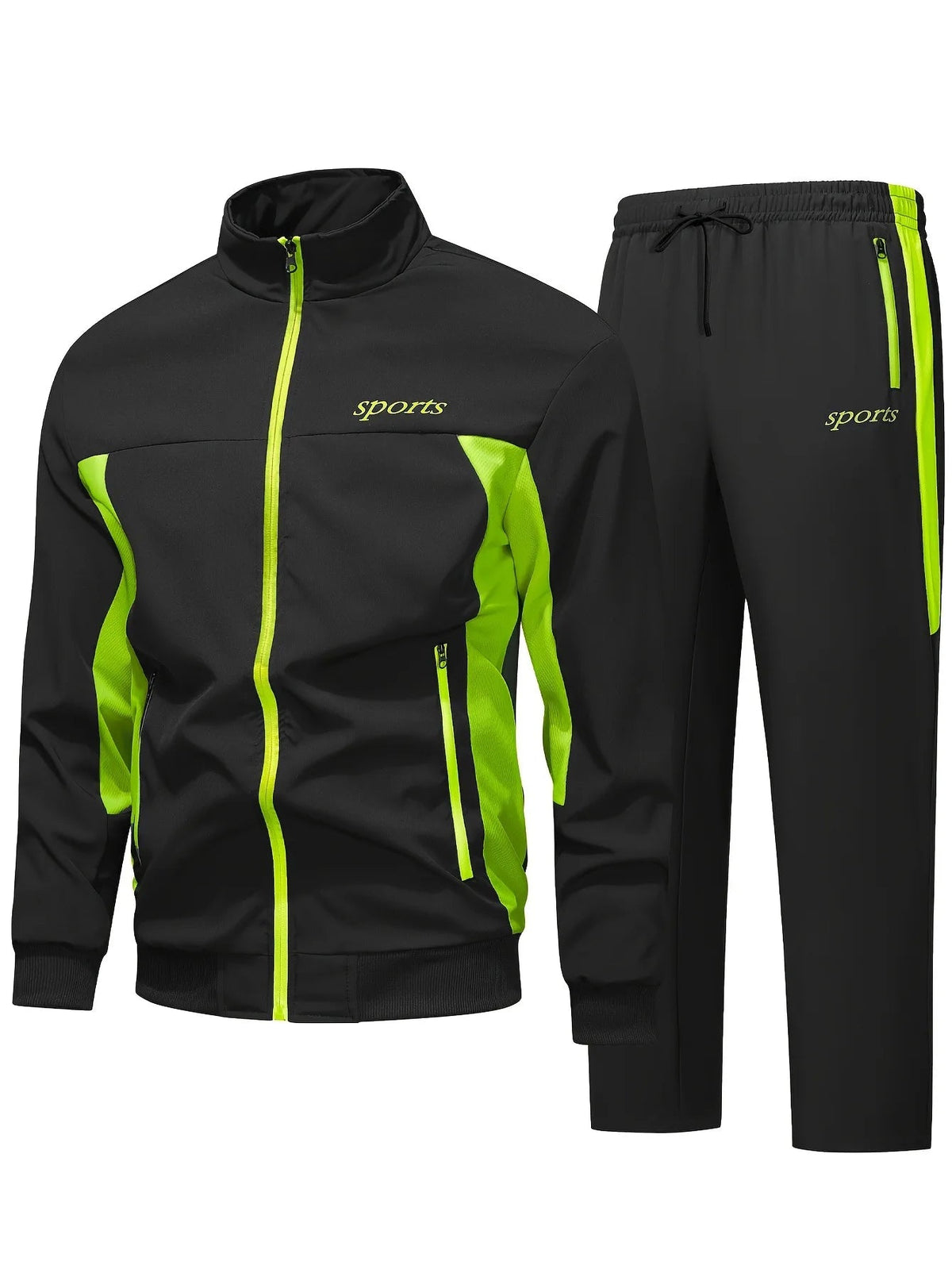 Colorblock Zip Tracksuit - Black