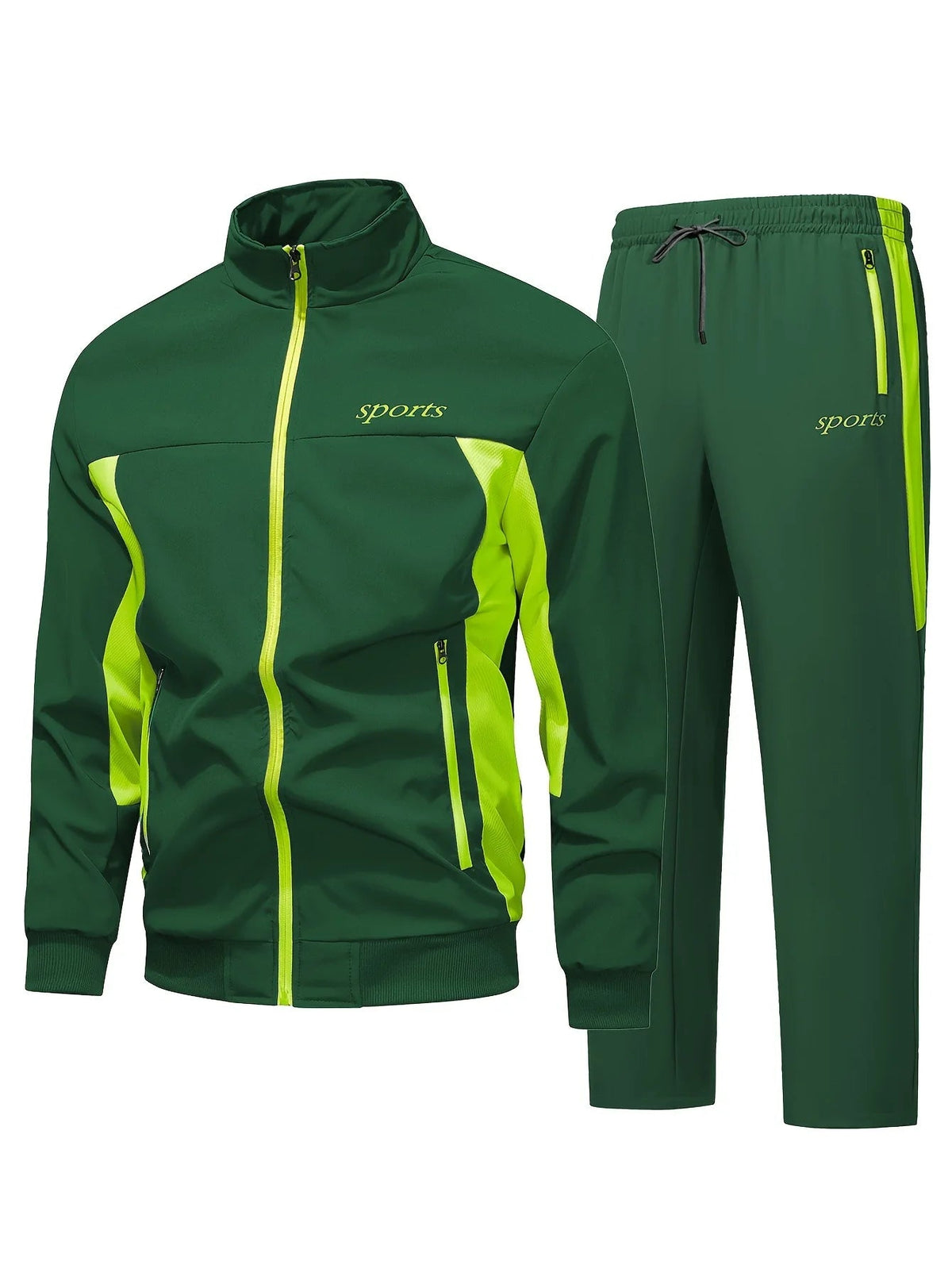 Colorblock Zip Tracksuit - Green