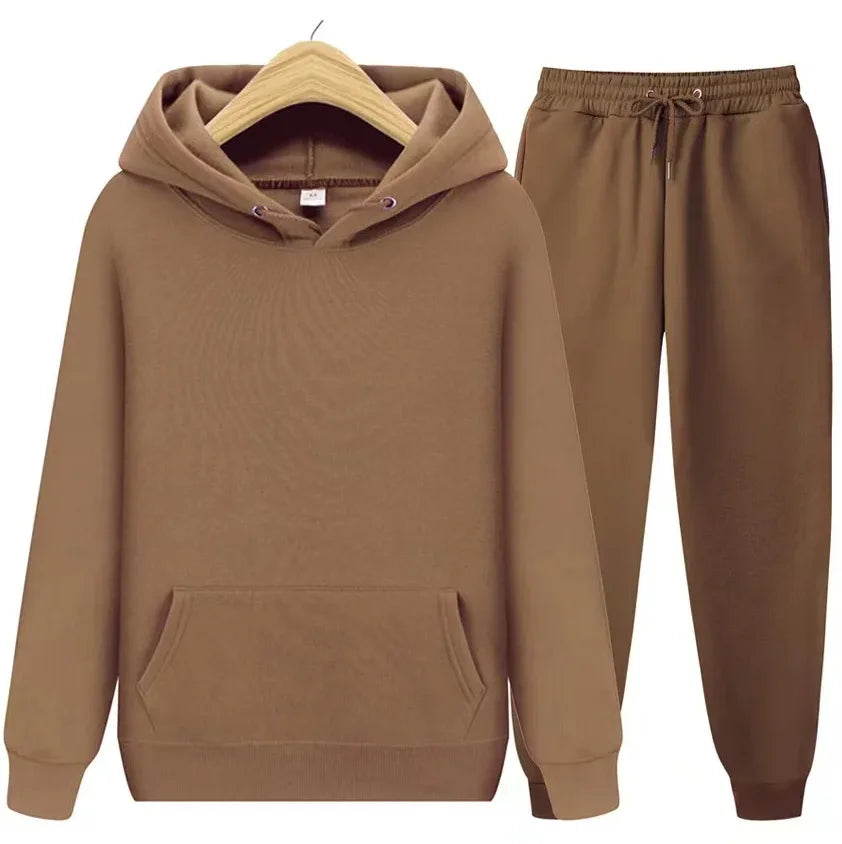 Men's Two-Piece Hooded Tracksuit - Brown