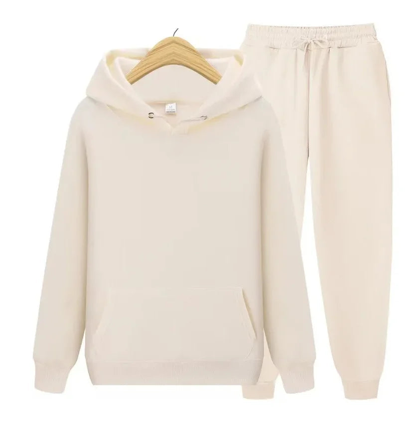 Men's Two-Piece Hooded Tracksuit - Cream